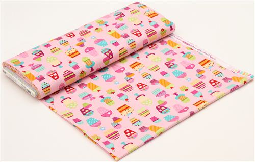 pink fabric sundaes & cupcakes Robert Kaufman kawaii 3