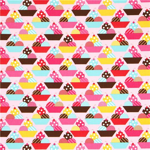 pink fabric with ice cream cups Realizzato da Robert Kaufman 2