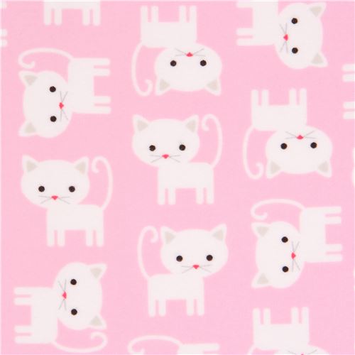 pink flannel fabric small white cat by Robert Kaufman modeS4u