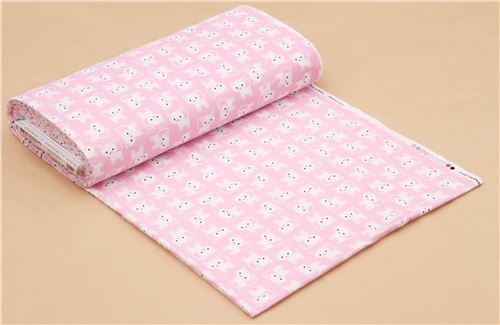 Pink Flannel Fabric Small White Cat By Robert Kaufman Modes4u