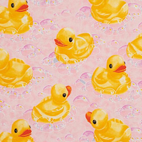pink flannel fabric with yellow rubber ducks by Alexander Henry Fabric ...