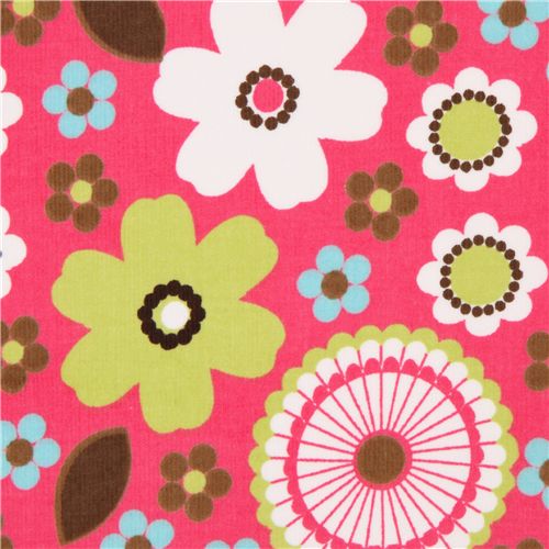 pink flower corduroy fabric Robert Kaufman USA - modeS4u