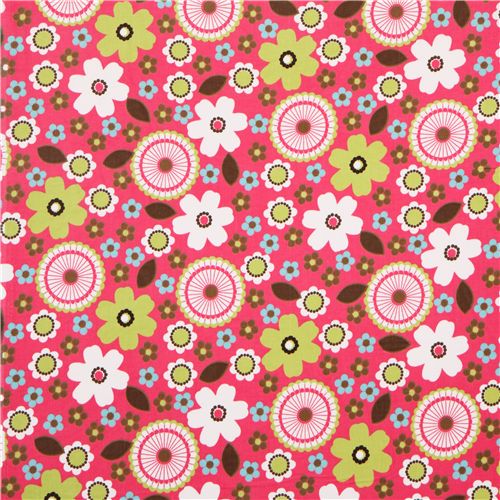 pinker Blumen Kord Stoff Robert Kaufman USA 2