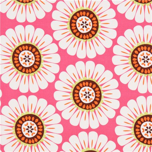 pink flower fabric by Michael Miller daisy 1