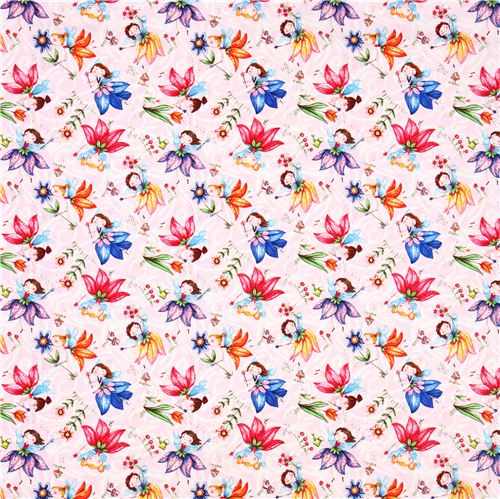 pink flower fairy fabric Timeless Treasures Fabric by Timeless ...