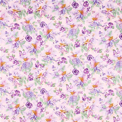 pink flower fairy fabric with glitter Timeless Treasures 2