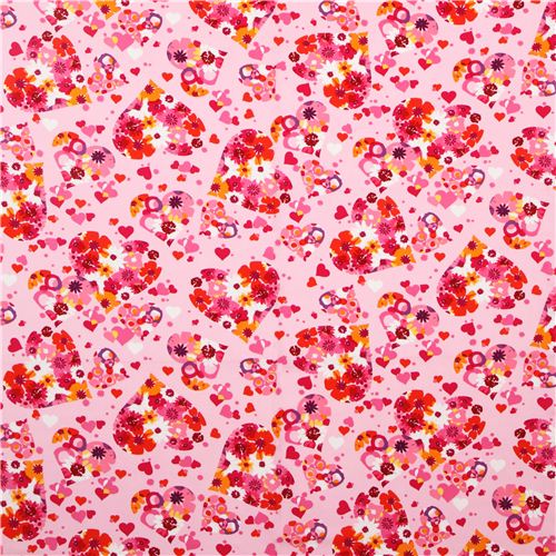 pink flower hearts fabric par Robert Kaufman from the USA 2