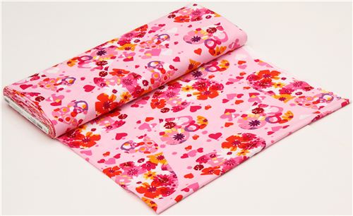 pink flower hearts fabric par Robert Kaufman from the USA 3