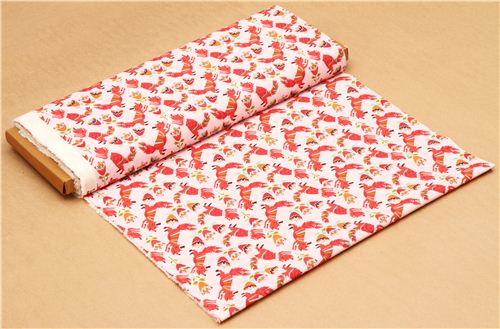 pink fox animal birch organic fabric from the USA 3
