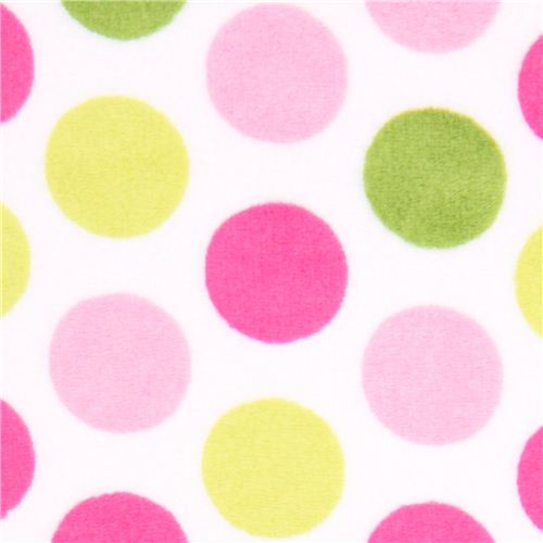 pink-grüne Punkte Minky Stoff Fleece Plüsch Mod Dot Fabric by