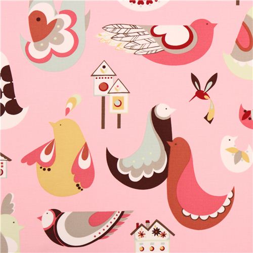 pink heavy oxford bird fabric by Alexander Henry Home Decor 1