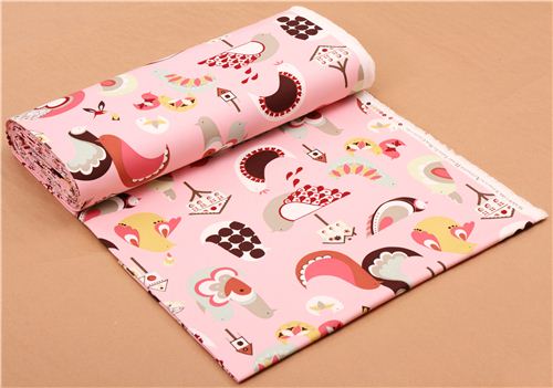 pink heavy oxford bird fabric by Alexander Henry Home Decor 3