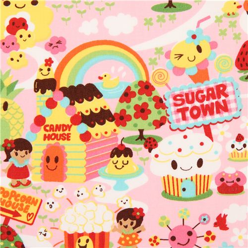 pink kawaii candy town fabric Trans-Pacific Textiles 1