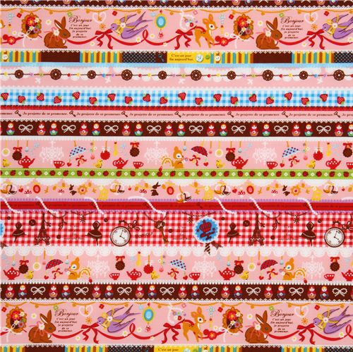 pink kawaii fabric Bambi squirrel Eiffel Tower Japan 2