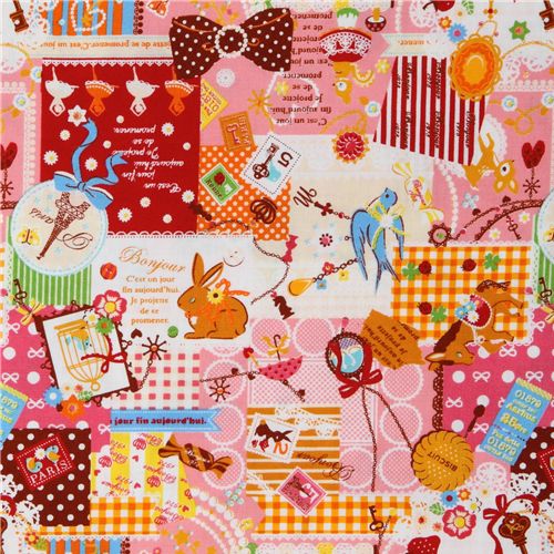 pink kawaii fabric France animals sweets Japan 2