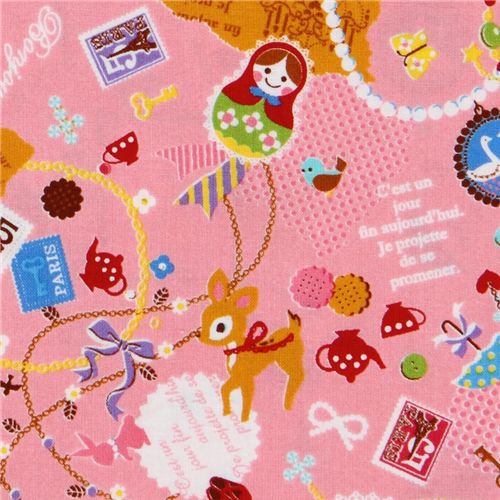 pink kawaii fabric matryoshka France Bambi Japan 1