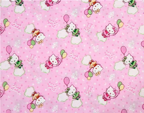 pink kawaii fabric with Hello Kitty and balloons - modeS4u