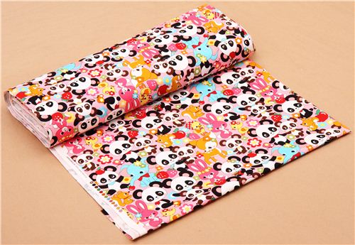 pink kawaii panda bear rabbit oxford fabric Cosmo Japan 3