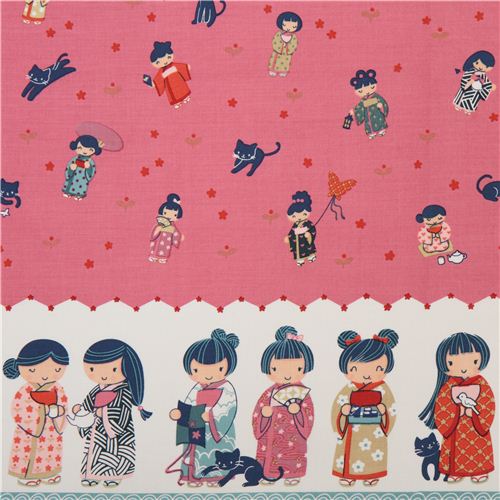 Tela rosa asiática kimono geisha de Alexander Henry EEUU Fabric by ...