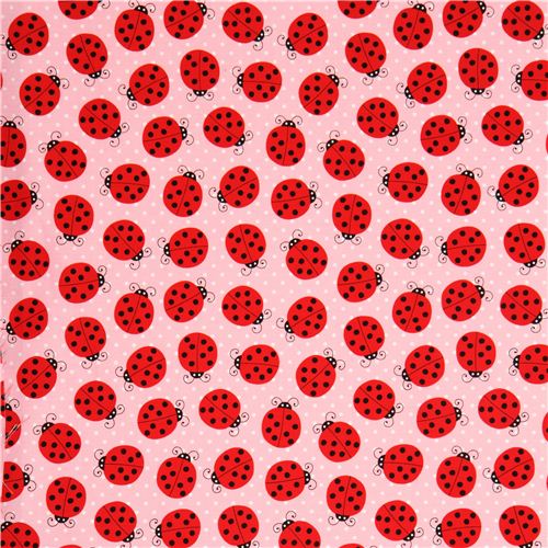 pink ladybird and dots fabric by Robert Kaufman 2