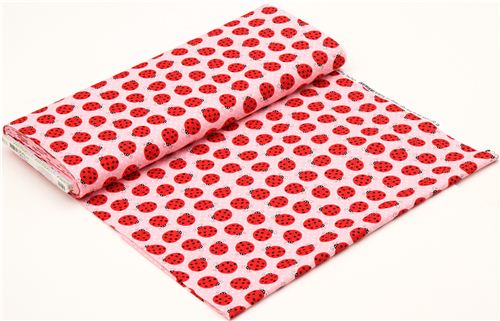 pink ladybird and dots fabric by Robert Kaufman 3