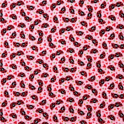 pink ladybug love fabric XOXO Quilting Treasures 2