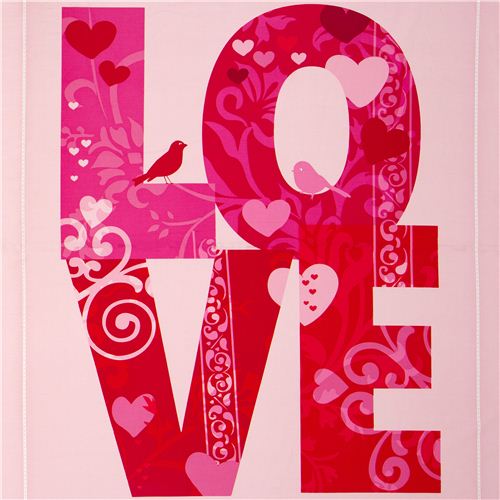 pink love fabric with bird an heart par Robert Kaufman 1