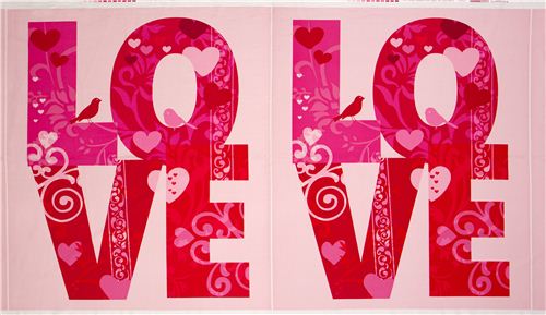 pink love fabric with bird an heart par Robert Kaufman 2