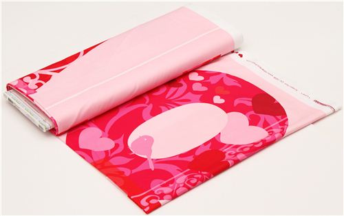 pink love fabric with bird an heart par Robert Kaufman 3