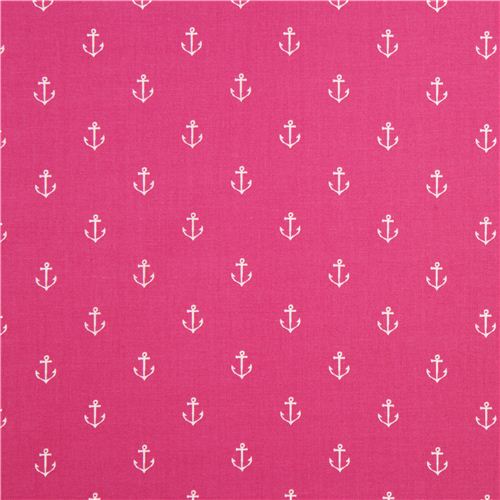 pink maritime anchor fabric by Michael Miller  2
