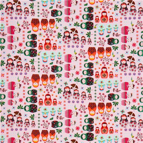 rosa Matroschka Russian Dolls Timeless Treasures Stoff  3