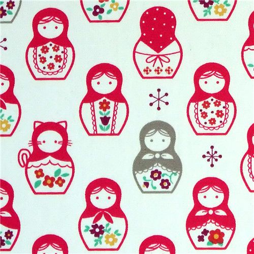 pink matryoshka dolls Kokka fabric Japan babushka 1