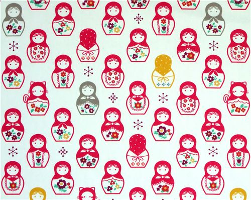 pink matryoshka dolls Kokka fabric Japan babushka 2
