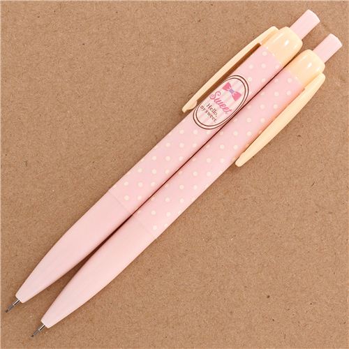 pink mechanical pencil with white dots from Japan modeS4u