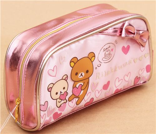 pink metallic Rilakkuma bear heart bow pencil case by San-X - Pencil ...