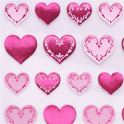 pink metallic shiny heart stickers by Mind Wave Cute Stickers