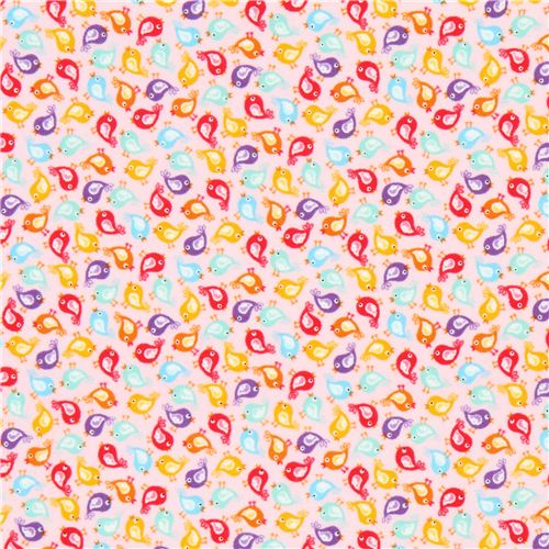 pink mini bird animal flannel fabric Timeless Treasures 2