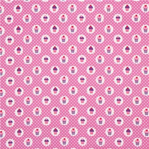 pink mini cupcakes fabric by Michael Miller USA dots 2