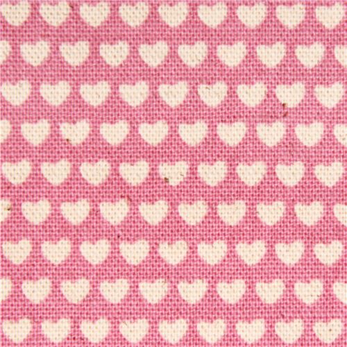 pink mini heart Canvas fabric Kokka Japan 1