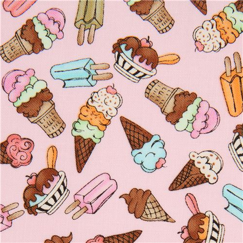 pink mini ice cream cone fabric by Timeless Treasures 1