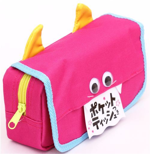 pink monster face devil pouch pencil case modeS4u