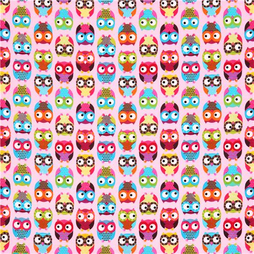 pink owl flannel fabric by Timeless Treasures - modeS4u