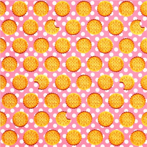 pink oxford biscuit fabric Cosmo Japan polka dots sweets 2