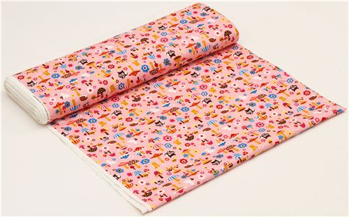 pink oxford forest fabric by Cosmo from Japan 3