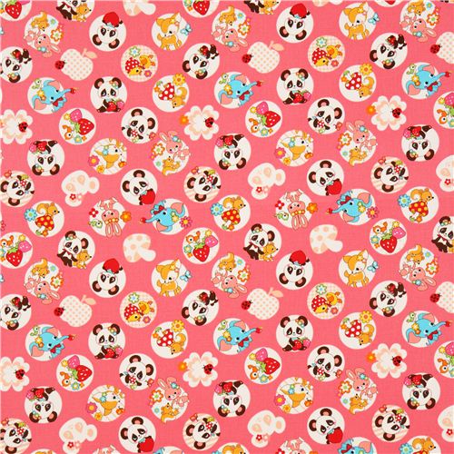 pinker Oxford Panda Tier Stoff von Cosmo aus Japan 2