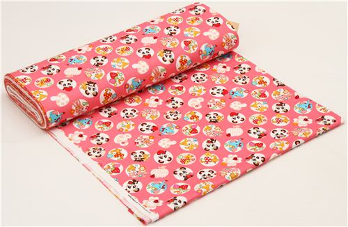 pinker Oxford Panda Tier Stoff von Cosmo aus Japan 3