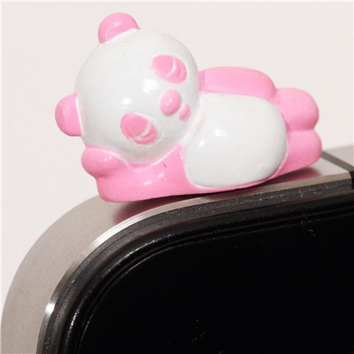 pink panda bear mobile phone plugy earphone jack accessory modeS4u