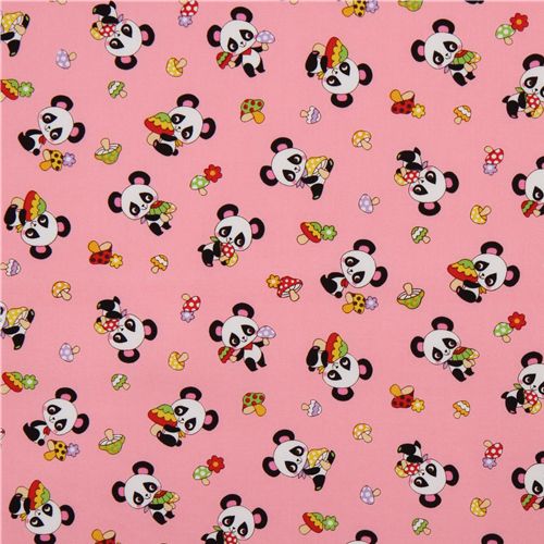 pink panda fabric fly agaric from Japan kawaii 2