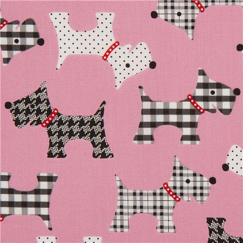 pinker gemusterte Hunde Tier Stoff von Robert Kaufman USA Stoff
