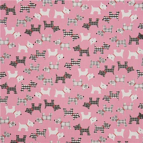 pinker gemusterte Hunde Tier Stoff von Robert Kaufman USA 2